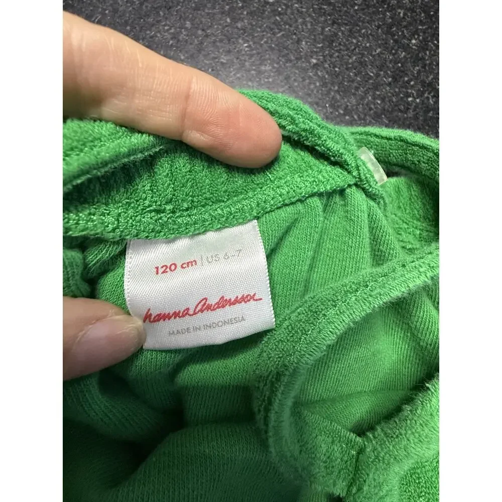 Hanna Andersson Terry Cloth Romper Green Swim Cover-Up Size 120cm US 6-7 Beach